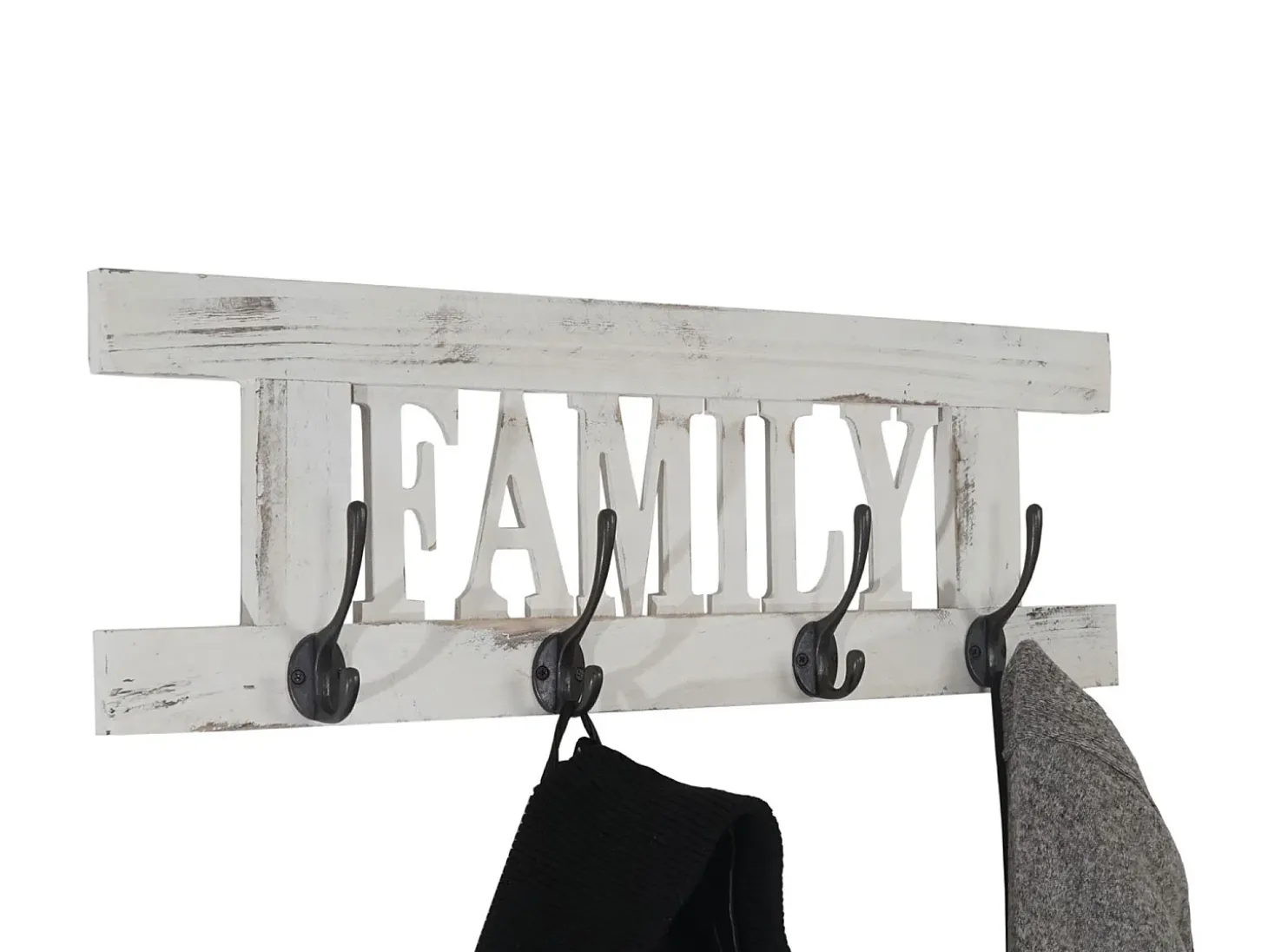 Perchero de pared MCW-C60 Family Shabby look, blanco, shabby