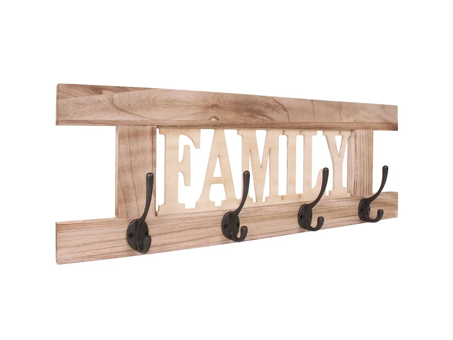 Perchero de pared MCW-C60 Family Shabby look, marrón natural