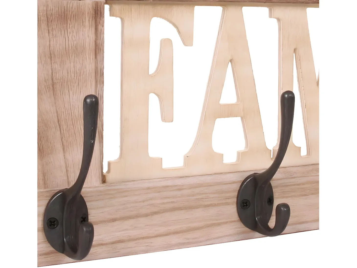 Perchero de pared MCW-C60 Family Shabby look, marrón natural