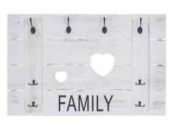 Perchero de pared MCW-C89 Family, estilo shabby chic, blanco, desgastado