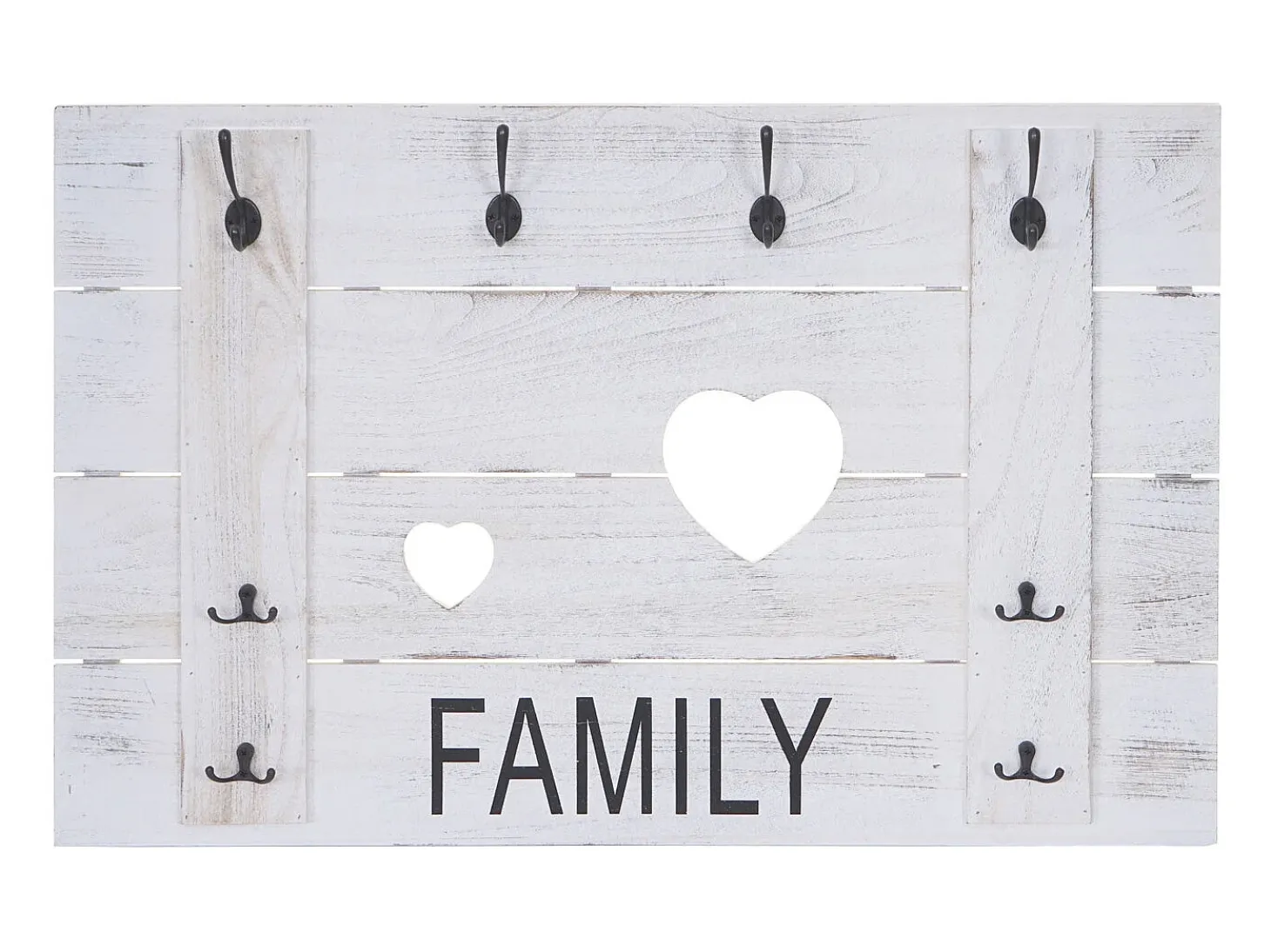 Perchero de pared MCW-C89 Family, estilo shabby chic, blanco, desgastado