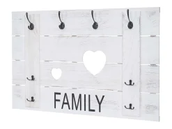 Perchero de pared MCW-C89 Family, estilo shabby chic, blanco, desgastado