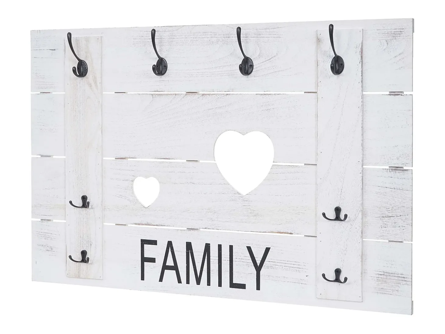 Perchero de pared MCW-C89 Family, estilo shabby chic, blanco, desgastado