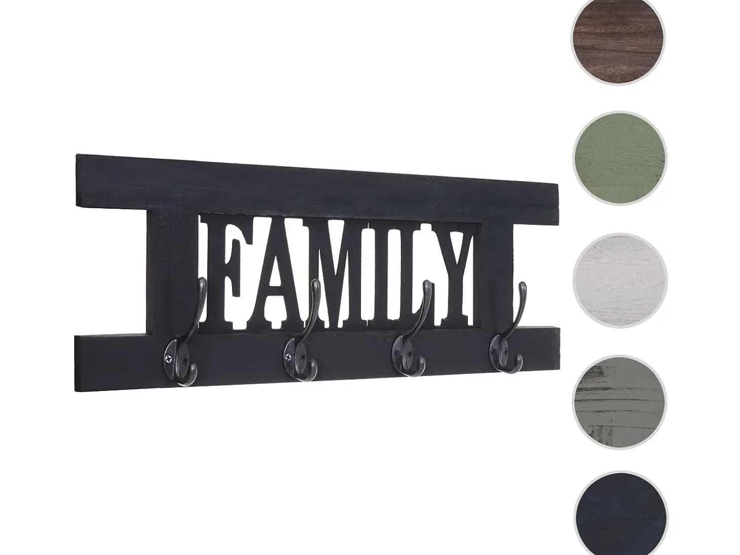 Perchero de pared MCW-C60 Family Shabby look, gris oscuro