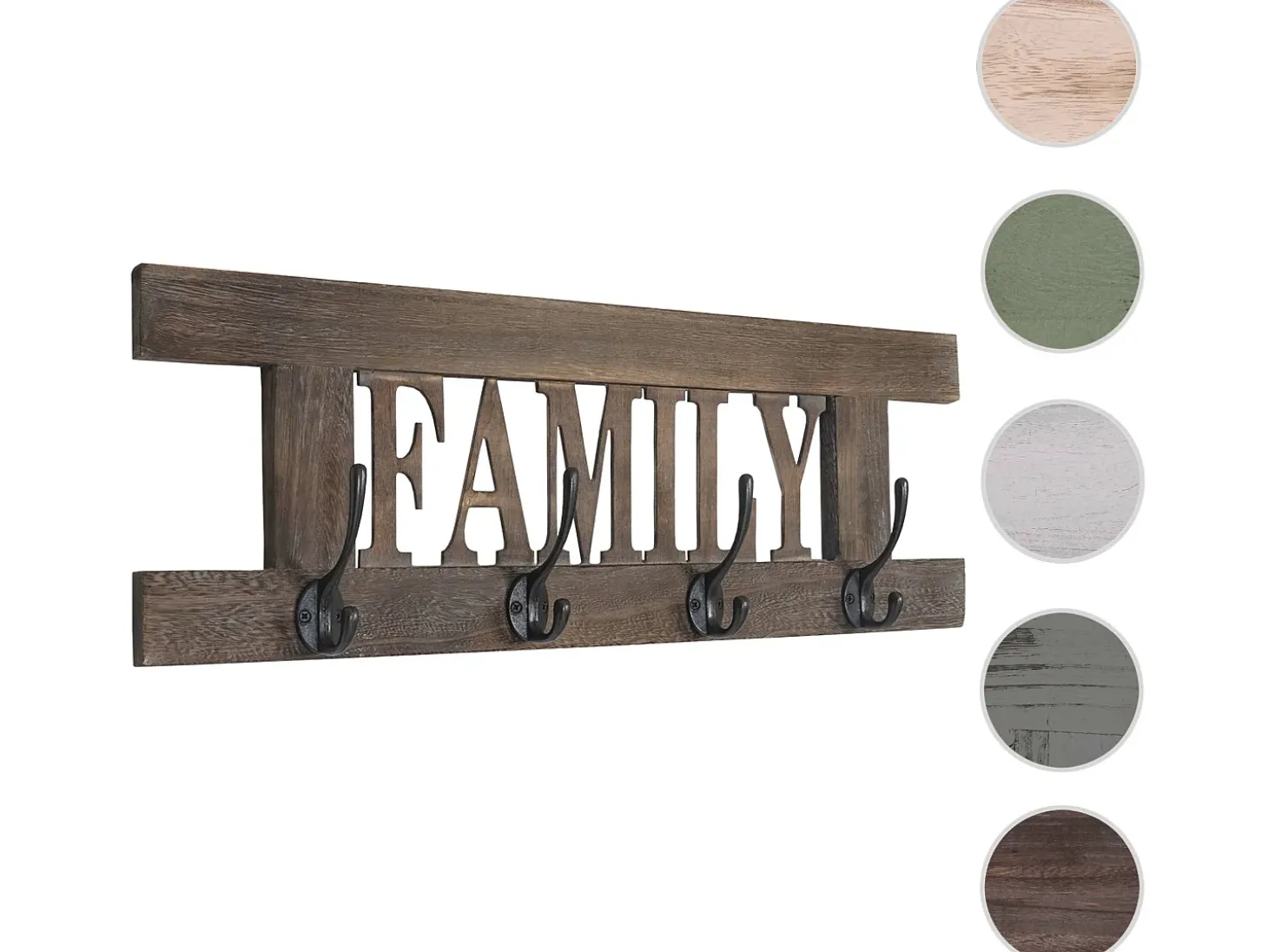 Perchero de pared MCW-C60 Family Shabby look, marrón, shabby