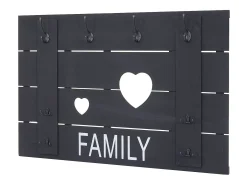Perchero de pared MCW-C89 Family, estilo shabby chic, gris oscuro, desgastado