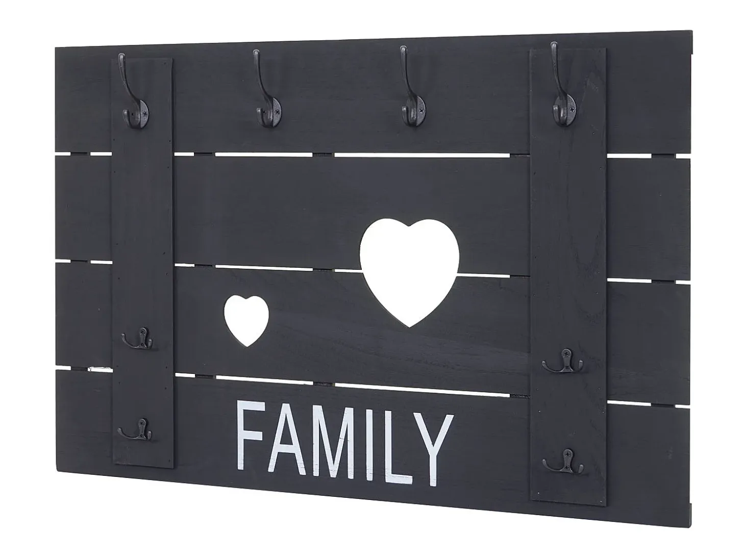 Perchero de pared MCW-C89 Family, estilo shabby chic, gris oscuro, desgastado