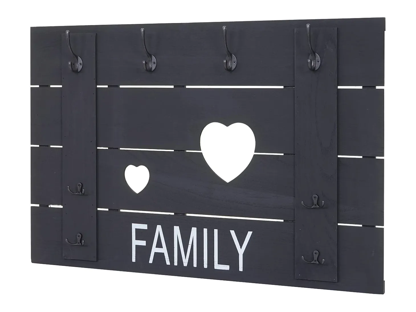 Perchero de pared MCW-C89 Family, estilo shabby chic, gris oscuro, desgastado