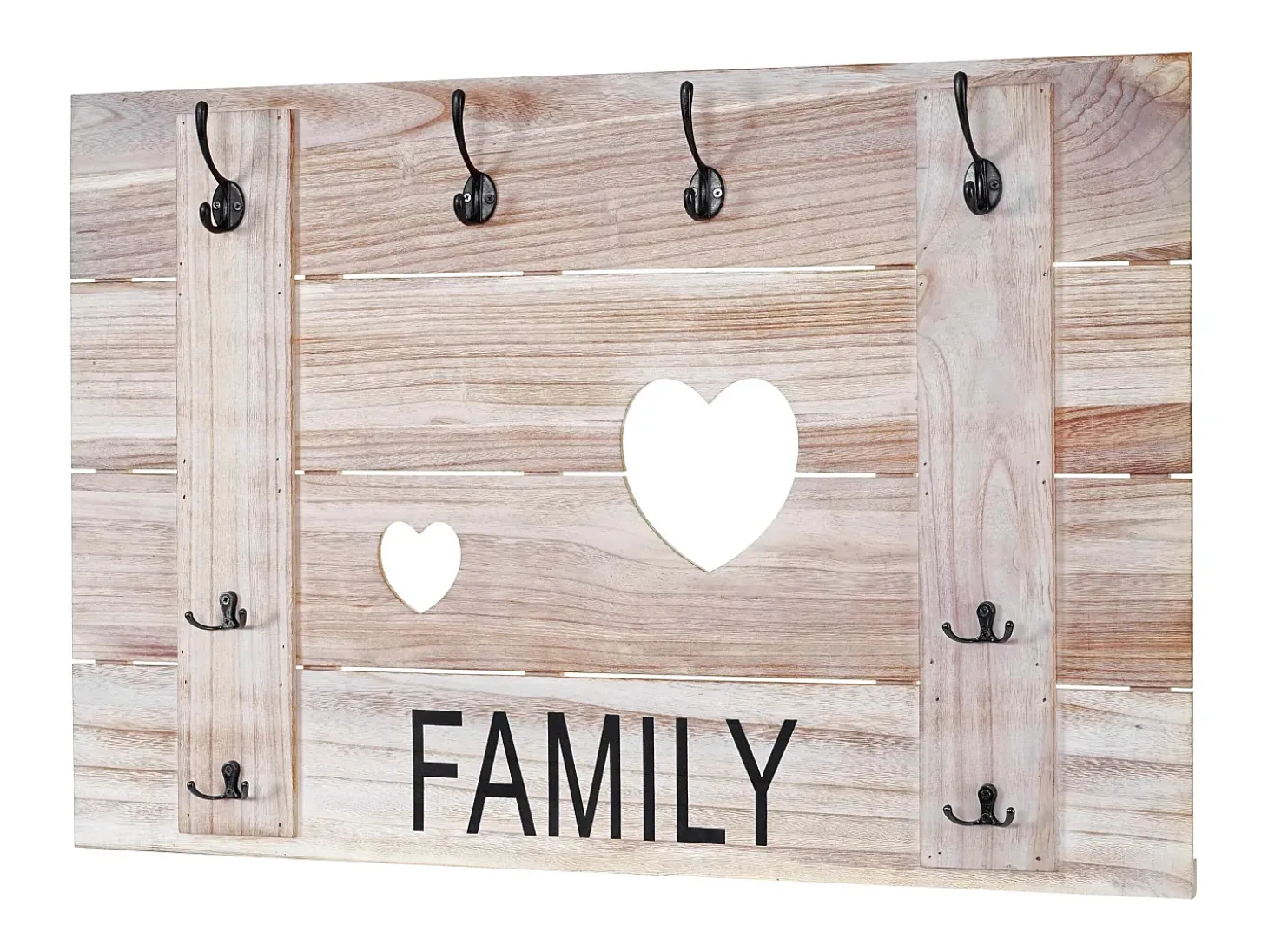 Perchero de pared MCW-C89 Family, estilo shabby chic, marrón natural