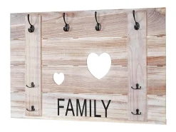 Perchero de pared MCW-C89 Family, estilo shabby chic, marrón natural