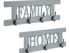 Perchero de pared MCW-C60 Shabby (2 piezas), gris-azul
