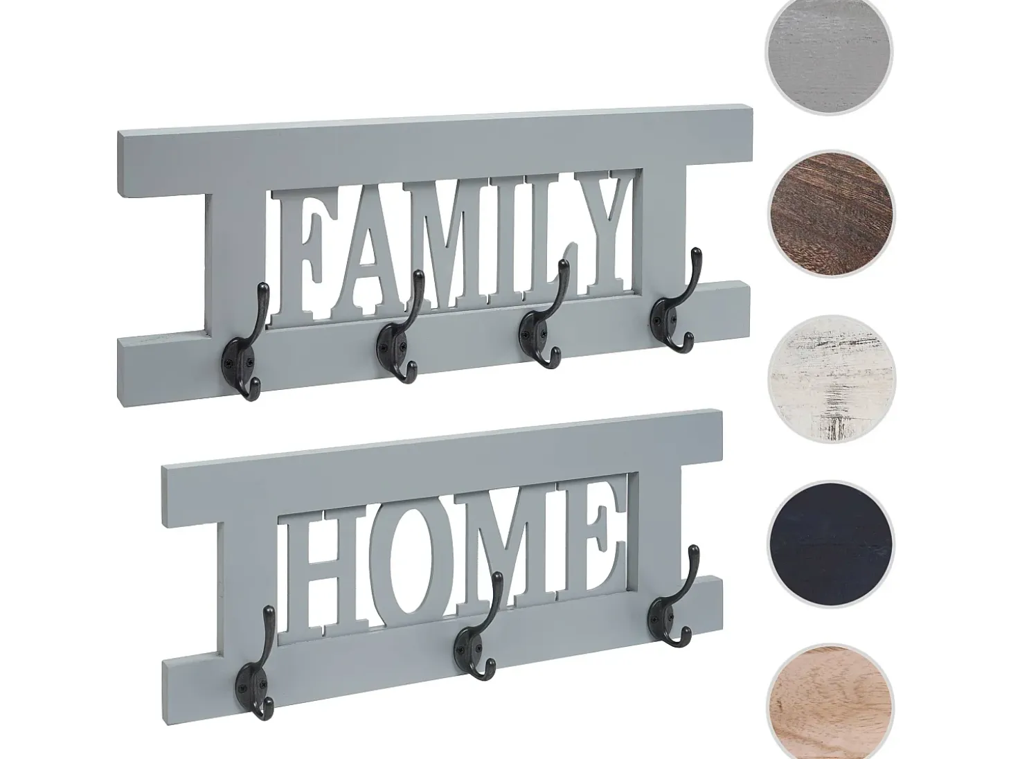 Perchero de pared MCW-C60 Shabby (2 piezas), gris-azul