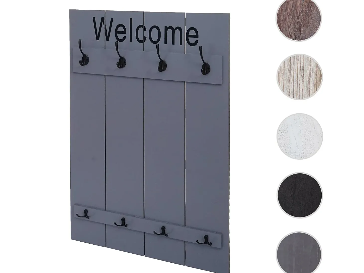 Perchero de pared MCW-C89 Welcome Shabby, gris-azul