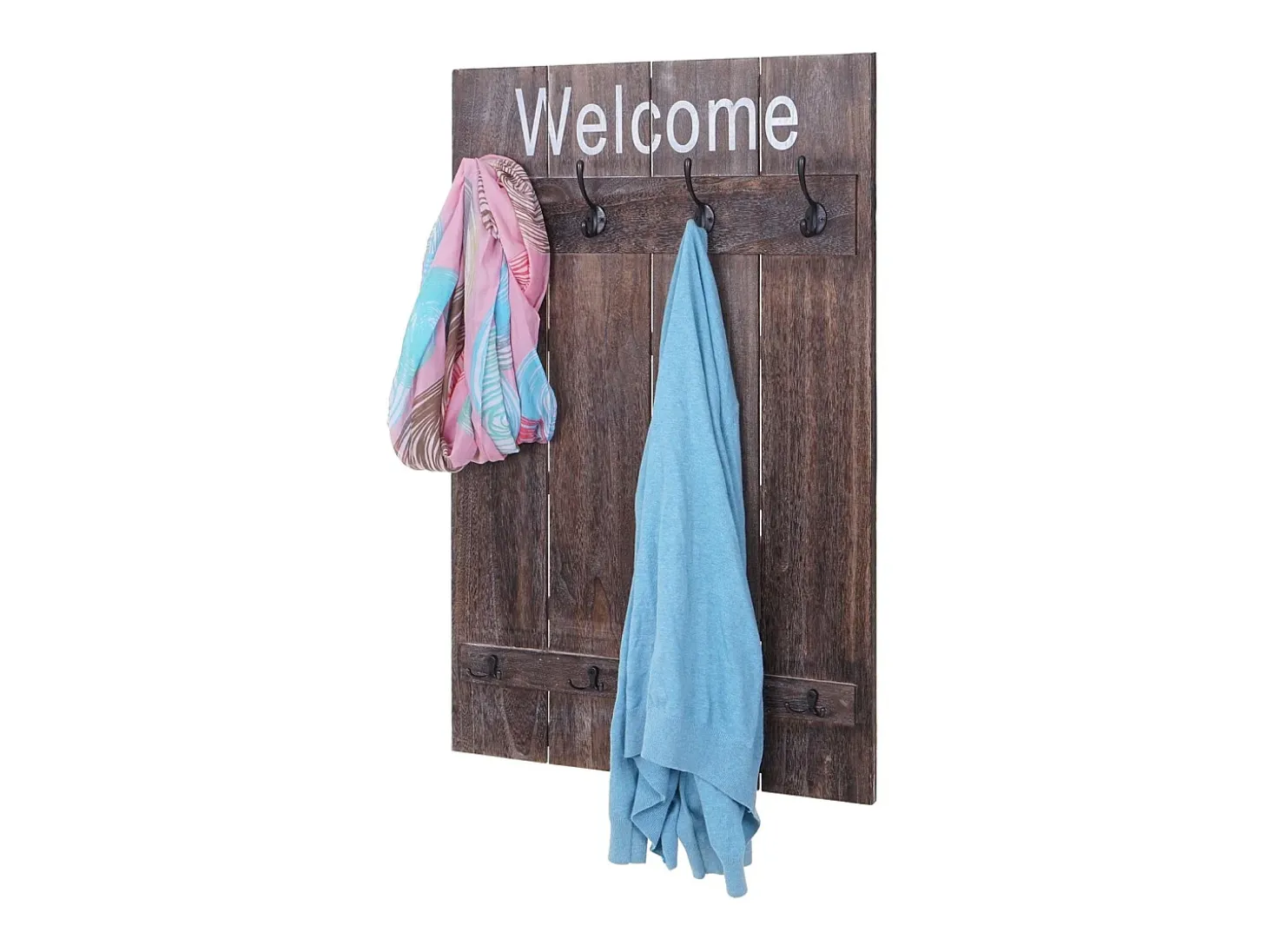 Perchero de pared MCW-C89 Welcome Shabby, marrón, desgastado