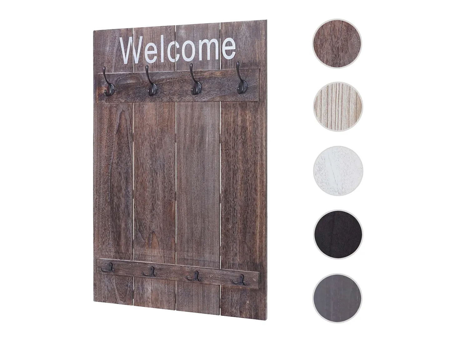 Perchero de pared MCW-C89 Welcome Shabby, marrón, desgastado