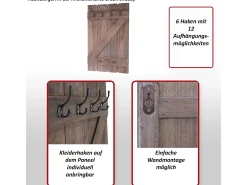 Perchero de pared MCW-D13, gris oscuro shabby