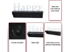 Perchero de pared MCW-D41 Happy 4 ganchos, blanco