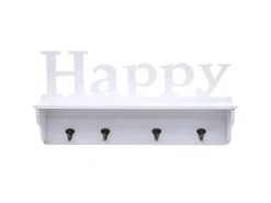 Perchero de pared MCW-D41 Happy 4 ganchos, blanco