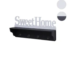 Perchero de pared MCW-D41 Sweet Home 4 ganchos, negro/blanco