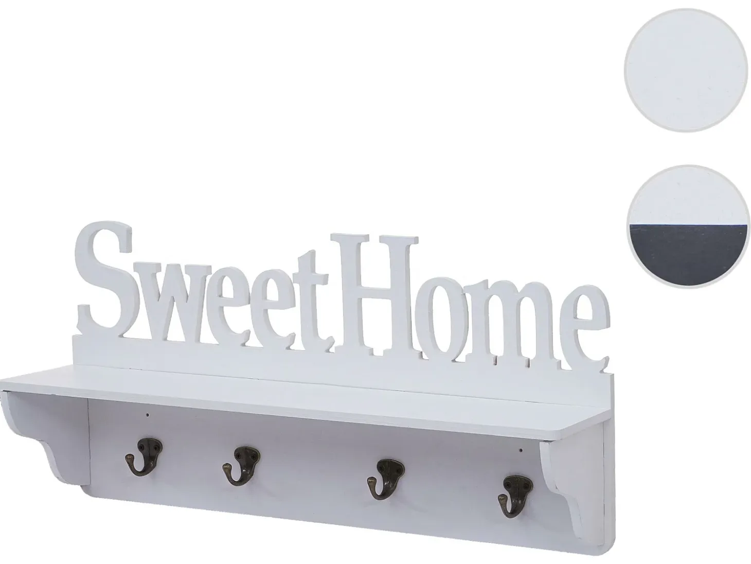 Perchero de pared MCW-D41 Sweet Home 4 ganchos, blanco