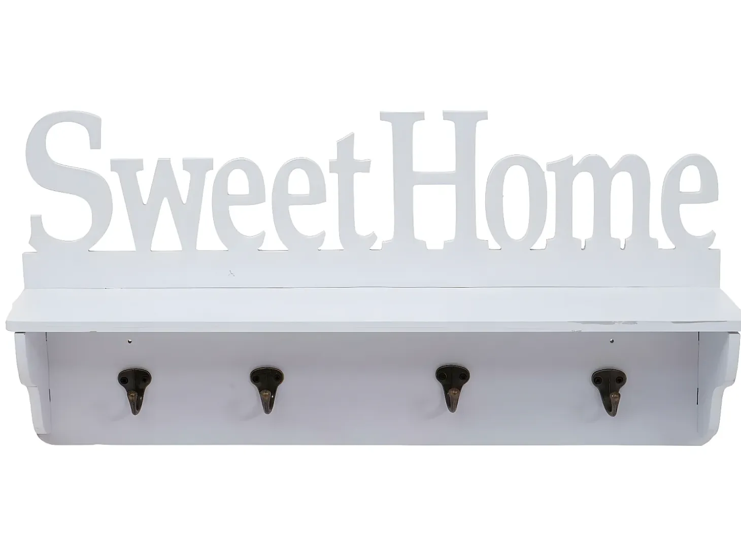 Perchero de pared MCW-D41 Sweet Home 4 ganchos, blanco