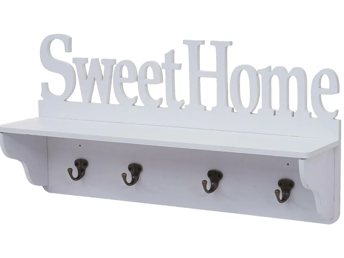 Perchero de pared MCW-D41 Sweet Home 4 ganchos, blanco