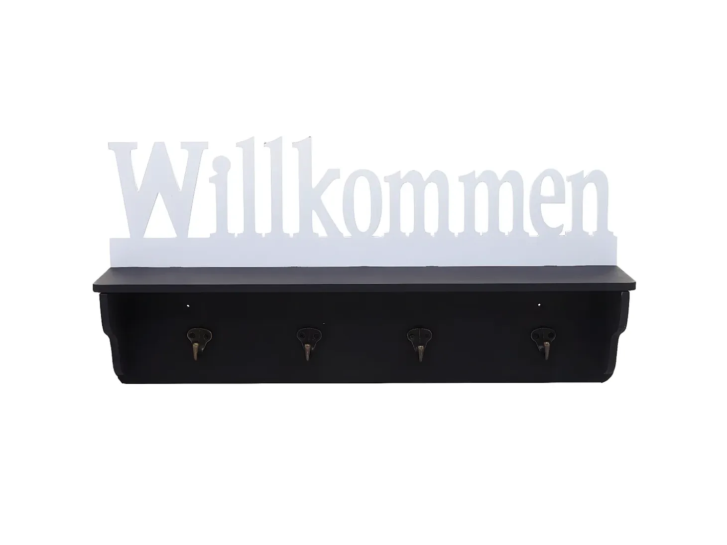 Perchero de pared MCW-D41 Welcome 4 ganchos, blanco/negro