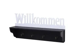 Perchero de pared MCW-D41 Welcome 4 ganchos, blanco/negro