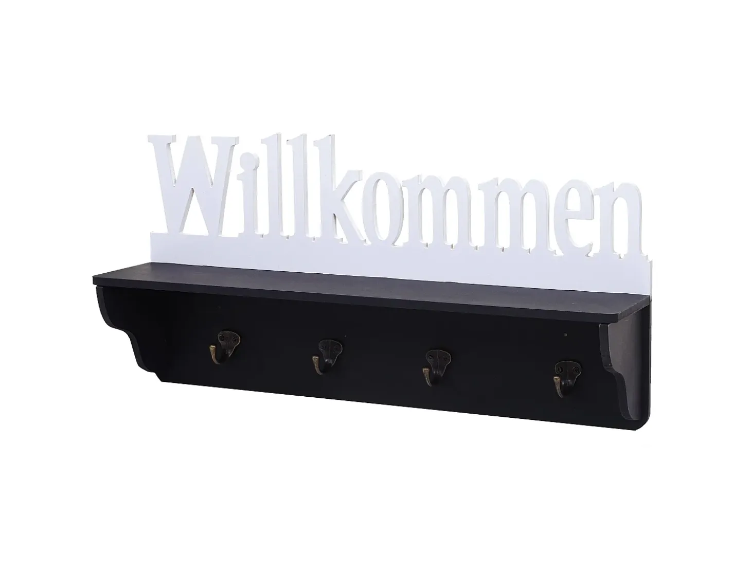 Perchero de pared MCW-D41 Welcome 4 ganchos, blanco/negro