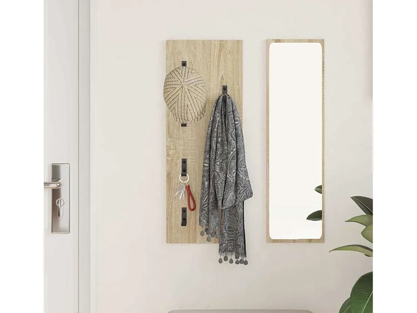 Perchero de pared Roble Sonoma 30 x 1,5 x 80 cm