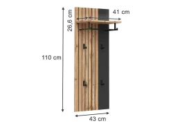 Perchero de pared roble wotan 43x26.6x110 amber
