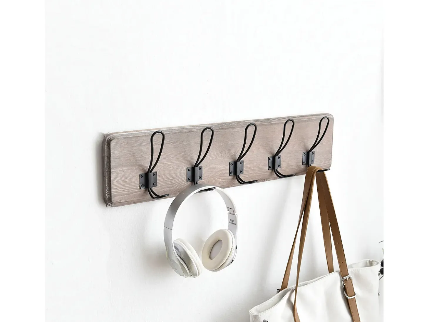 Perchero de pared Xica de madera gris