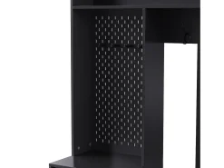 Perchero de pasillo con banco tapizado, 4 ganchos, 2 cajones - negro - 100x35x180 cm