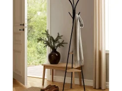 Perchero de Pie Jano 6 colg. 2 Estantes Estilo Industrial Negro 175 cm