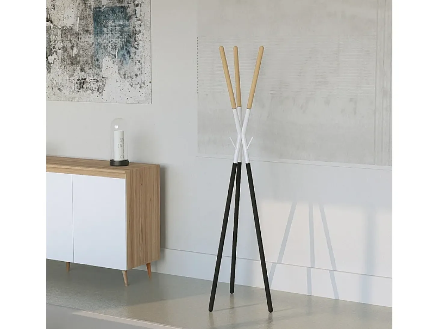 Perchero de pie moderno de estilo escandinavo madera metal Pakart