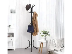 Perchero de pie negro con 12 ganchos - H178 cm