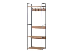 Perchero entrada 5 colgadores 3 estantes roble cambrian/negro 60x175x40 cm