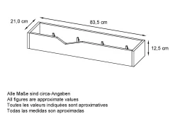 Perchero gancho de pared panel para colgar ropa Kolmio, cuerpo en blanco mate, frente en negro de alto brillo 83,5 x 12,5 x 21 cm