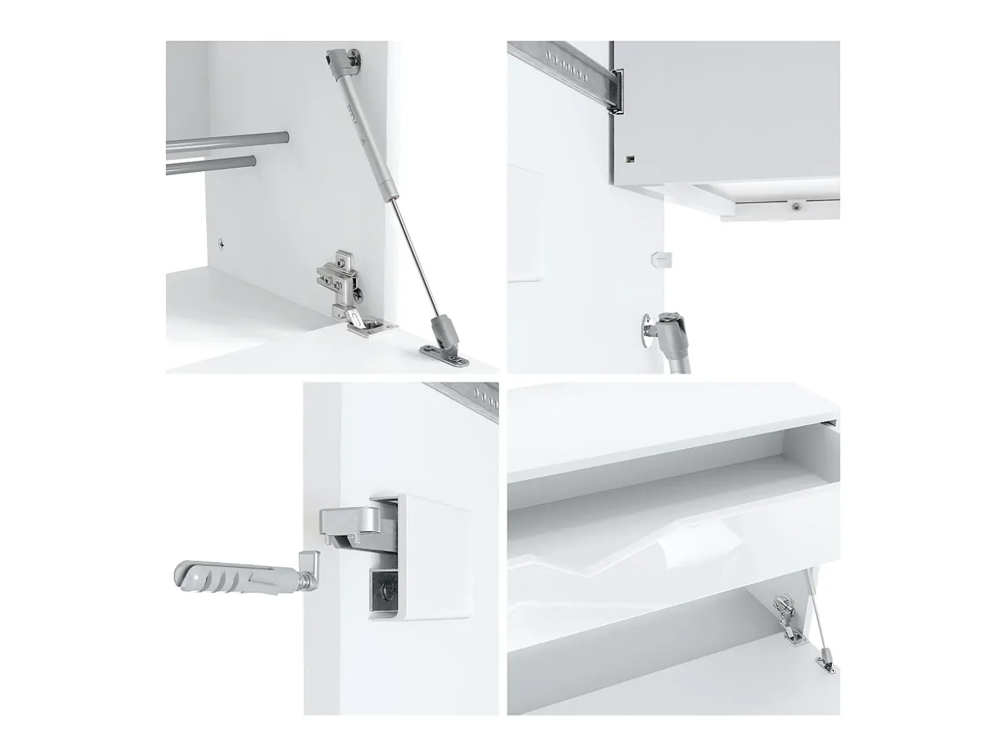 Perchero Kolmio 190 x 185 x 33 cm, cuerpo en blanco mate, frentes en Hormigón oxidado | Amplia selección de colores