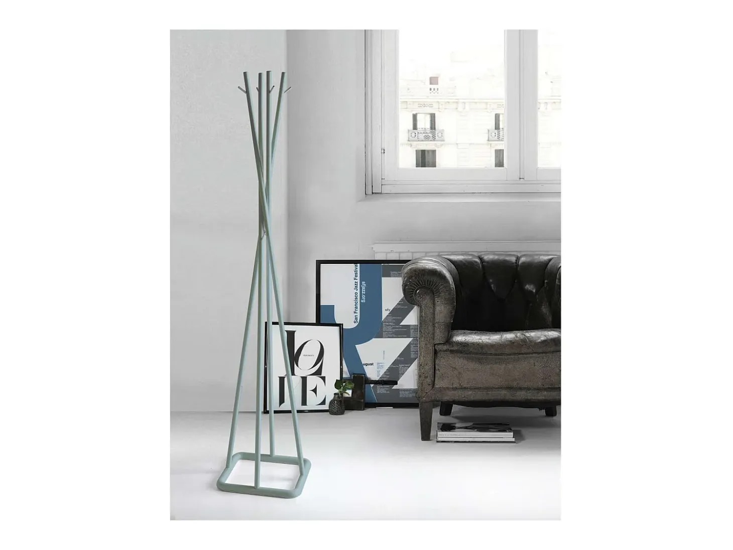 Perchero mod. 469 acabado lacado verde, 180cm(alto) 38cm(ancho) 38cm(largo)