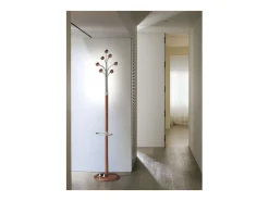Perchero mod. 427 barato con paragüero cromo satinado lacado cerezo, 189 cm(alto)37 cm(an