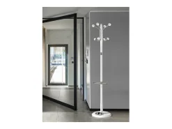 Perchero mod. 421 con paragüero herrajes en cromo satinado lacado blanco, 180 cm(alto)37