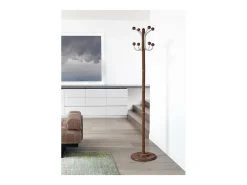 Perchero mod. 406 herrajes cromo satinado lacado nogal, 170 cm(alto)35 cm(ancho)35 cm(larg