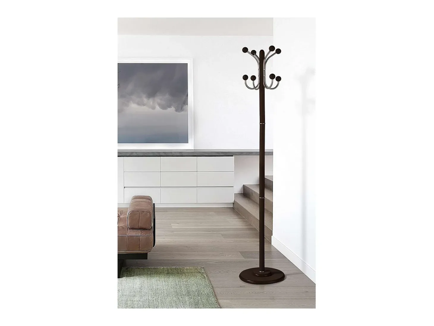 Perchero mod. 406 herrajes cromo satinado lacado wengué, 170 cm(alto)35 cm(ancho)35 cm(la