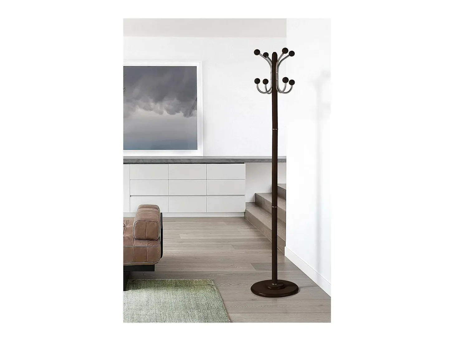 Perchero mod. 406 herrajes cromo satinado lacado wengué, 170 cm(alto)35 cm(ancho)35 cm(la