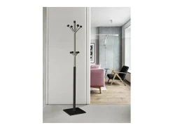 Perchero mod. 429 moderno herrajes cromo satinado lacado negro, 180 cm(alto)34 cm(ancho)34