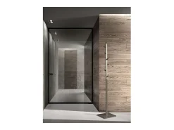 Perchero moderno mod. 428 herrajes en cromo satinado lacado moka, 180 cm(alto)34 cm(ancho