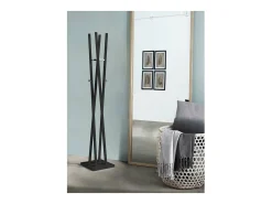 Perchero moderno mod. 470 herrajes cromo brillo lacado negro, 182 cm(alto)34 cm(ancho)34 c