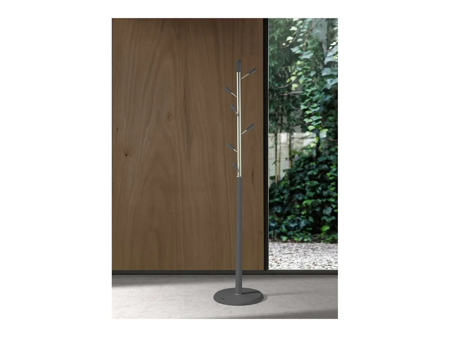 Perchero moderno mod. 413 herrajes en cromo satinado lacado gris, 190 cm(alto)37 cm(ancho)