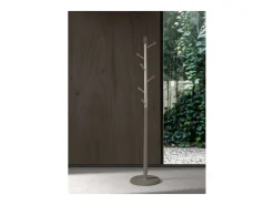 Perchero moderno mod. 413 herrajes en cromo satinado lacado moka, 190 cm(alto)37 cm(ancho)
